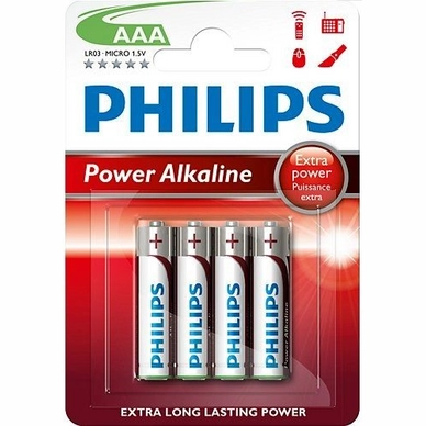 Batterij Philips LR03 / AAA Power Alkaline 1,5V 4 stuks