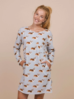 Langarmkleid Snurk Damen Corgi Time