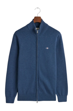 Gilet GANT Homme Coton Cardigan Zip Marine Melange