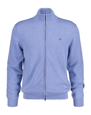 Gilet GANT Homme Cotton Zip Cardigan Lt Blue Melange