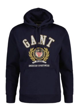 Pull à Capuche GANT Homme Crest Sweat Evening Blue