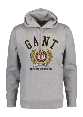 Pull à Capuche  GANT Homme Crest Sweat Grey Melange