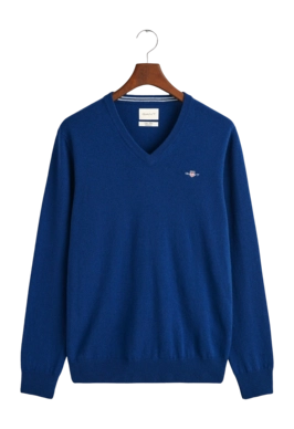 Pull GANT Homme Superfine Lambswool V-Neck College Blue
