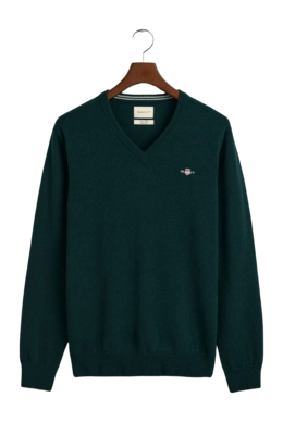 Trui GANT Men Superfine Lambswool V-Neck Tartan Green