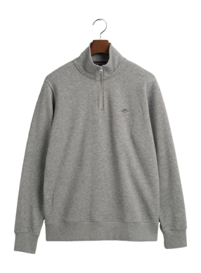 Pull GANT Homme Shield Demi Zip Sweat Grey Melange