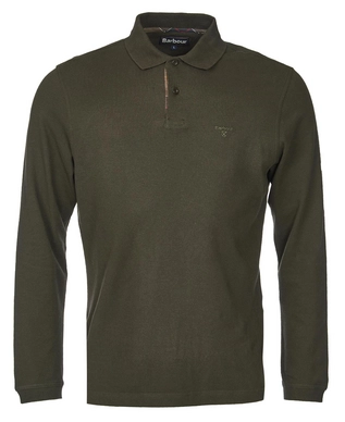 Polo Shirt Barbour Men Essential Long Sleeve Sports Forest