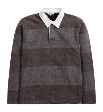 Longsleeve Polo Norse Projects Men Ruben Brushed Jersey Rugby Espresso