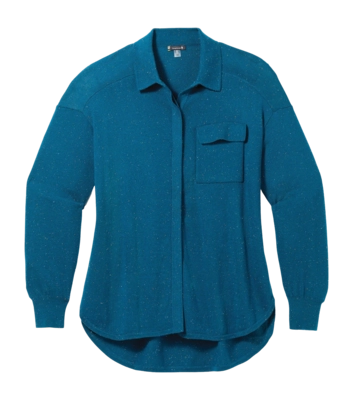 Shirt Smartwool Women Edgewood Button Down Sweater Twilight Blue Donegal