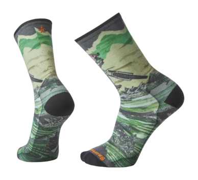 Chaussettes vélo Smartwool Unisexe Bike Zero Cushion Wolf Print Crew Socks Natural
