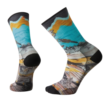 Cycling Socks Smartwool Unisex Bike Zero Cushion Wolf Print Crew Socks Multi-Colour
