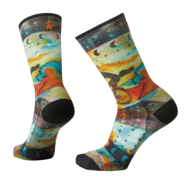 Chaussette Vélo Smartwool Femme Bike Zero Cushion Celestial Print Crew Socks Multi Color