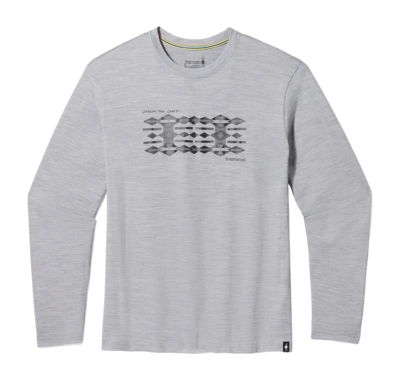 Long Sleeve Shirt Smartwool Men Colliding Clouds Graphic Long Sleeve Tee Light Gray Heather