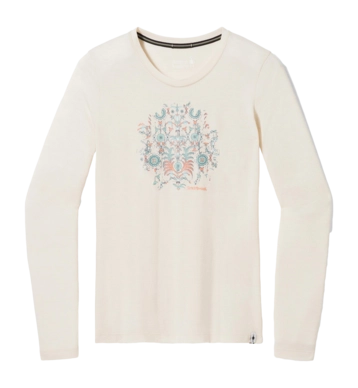 Long Sleeve Shirt Smartwool Women Floral Tundra Graphic Long Sleeve Tee Almond Heather