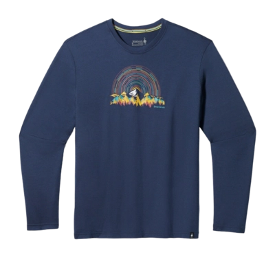 Longsleeve Smartwool Men Never Summer Mountains Graphic Long Sleeve Tee Slim Fit Deep Navy