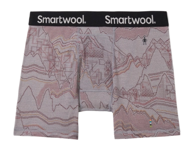 Unterhose Smartwool Merino Print Boxer Brief Boxed Herren Light Gray Digital Summit Print