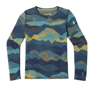 Unterhemd Smartwool Classic Thermal Merino Base Layer Crew Boxed Kinder Blueberry Mtn Scape
