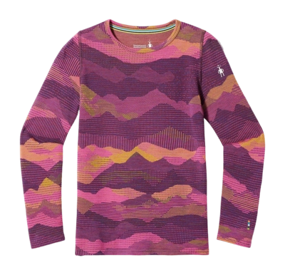 Ondershirt Smartwool Kids Classic Thermal Merino Base Layer Crew Boxed Purple Iris Mtn Scape
