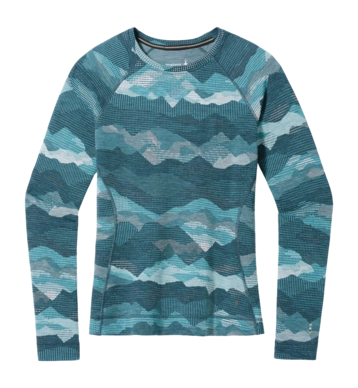 Unterhemd Smartwool Classic Thermal Merino Base Layer Crew Boxed Damen Twilight Blue Mtn Scape