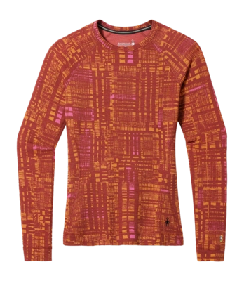 Ondershirt Smartwool Women Classic Thermal Merino Base Layer Crew Boxed Pecan Brown Digi Plaid