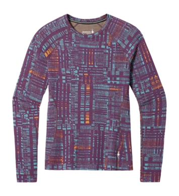 Unterhemd Smartwool Classic Thermal Merino Base Layer Crew Boxed Damen Purple Iris Digi Plaid