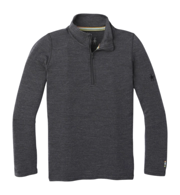 Base Layer Smartwool Kids Classic Thermal Merino Base Layer 1/4 Zip Boxed Charcoal Heather