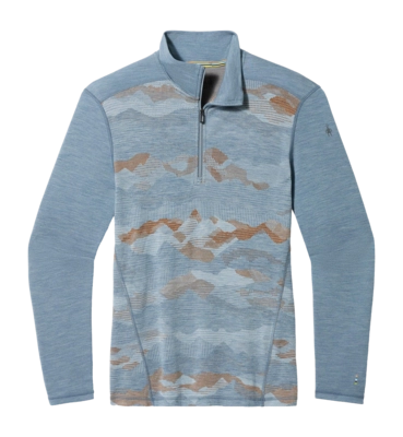 Ondershirt Smartwool Men Classic Thermal Merino Base Layer 1/4 Zip Boxed Pewter Mtn Scape
