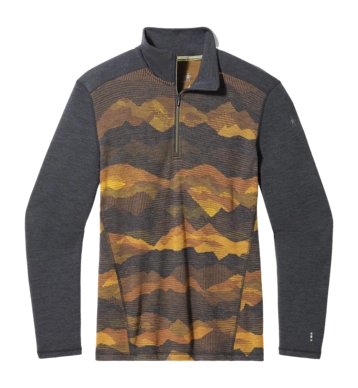 Maillot de Corps Smartwool Men Classic Thermal Merino Base Layer 1/4 Zip Boxed Charcoal Mtn Scape