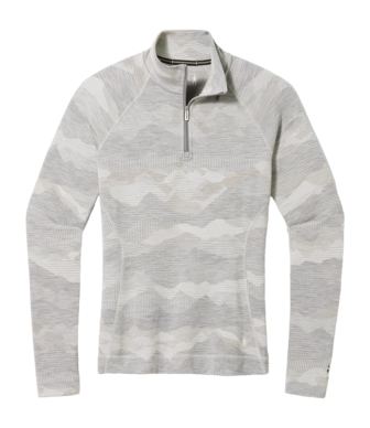Unterhemd Smartwool Classic Thermal Merino Base Layer 1/4 Zip Boxed Damen Light Gray Mountain Scape