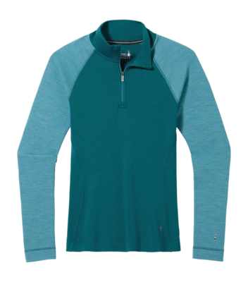 Ondershirt Smartwool Women Classic Thermal Merino Base Layer 1/4 Zip Boxed Emerald Green
