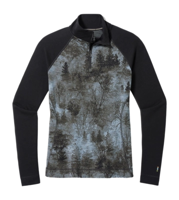 Ondershirt Smartwool Women Classic Thermal Merino Base Layer 1/4 Zip Boxed Black Forest
