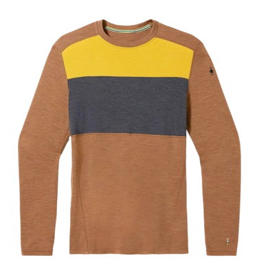 Ondershirt Smartwool Men Classic Thermal Merino Base Layer Colorblock Crew Boxed Fox Brown Heather