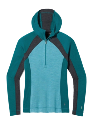 Ondershirt Smartwool Women Classic Thermal Merino Base Layer 1/2 Zip Hoodie Boxed Cascade Green Heather