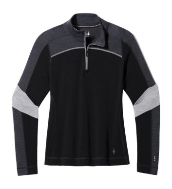 Unterhemd Smartwool Classic Thermal Merino Base Layer Colorblock 1/4 Zip Boxed Black-Charcoal Heather