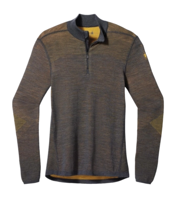 Maillot de Corps Smartwool Men Intraknit Thermal Merino Base Layer 1/4 Zip Charcoal-Honey Gold