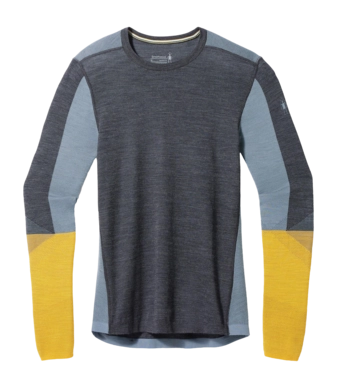Base Layer Smartwool Men Intraknit Thermal Merino Base Layer Colorblock Crew Charcoal-Honey Gold