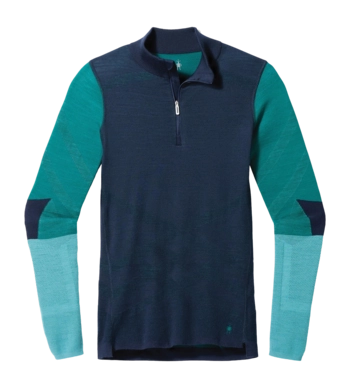 Maillot de Corps Smartwool Women Intraknit Thermal Merino Base Layer Colorblock 1/4 Zip Deep Navy