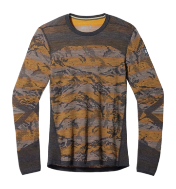 Maillot de Corps Smartwool Men Intraknit Thermal Merino Base Layer Pattern Crew Honey Gold Mountain