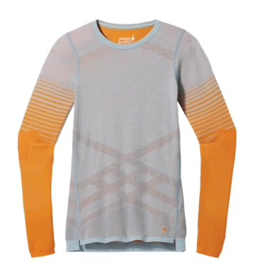 Maillot de Corps Smartwool Women Intraknit Thermal Merino Base Layer Pattern Crew Lead-Marmalade