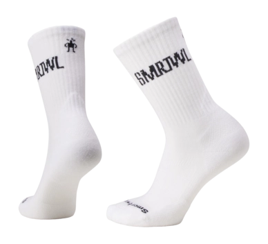 Sok Smartwool Unisex Athletic SMRTWL Logo Crew Socks White