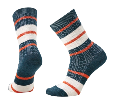 Sok Smartwool Unisex Everyday Striped Cable Crew Socks Twilight Blue