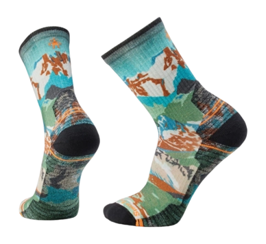 Chaussettes Smartwool Unisexe Hike Light Cushion Alpine Trail Print Crew Winter Moss