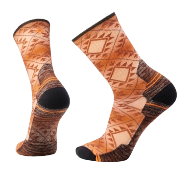 Sok Smartwool Men Hike Light Cushion Southwest Tile Print Crew Socks Orange Rust