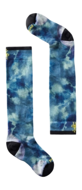 Sok Smartwool Kids Junior Ski Zero Cushion Tie Dye Print OTC Socks Deep Navy