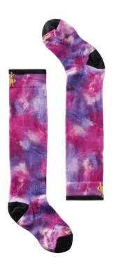 Sok Smartwool Kids Junior Ski Zero Cushion Tie Dye Print OTC Socks Purple Iris