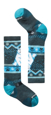 Sok Smartwool Kids Wintersport Full Cushion Polar Bear Pattern OTC Socks Twilight Blue