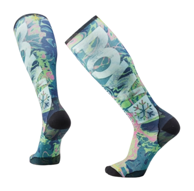 Socken Smartwool Ski Zero Cushion POW Print OTC Socks Twilight Blue