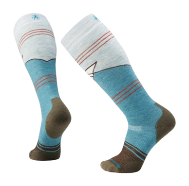 Sok Smartwool Unisex Snowboard Full Cushion Mountain Geo Pattern OTC Socks Cascade Green