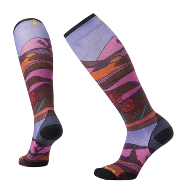 Chaussettes Smartwool Femme Ski Zero Cushion Floral Field Print OTC Socks Picante