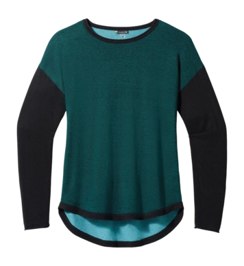 Pull Smartwool Femme Shadow Pine Colorblock Sweater Emerald-Black Marl