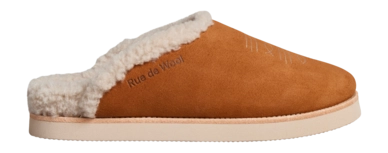 Pantoffel Rue de Wool Unisex The Mule Embroidery Cognac